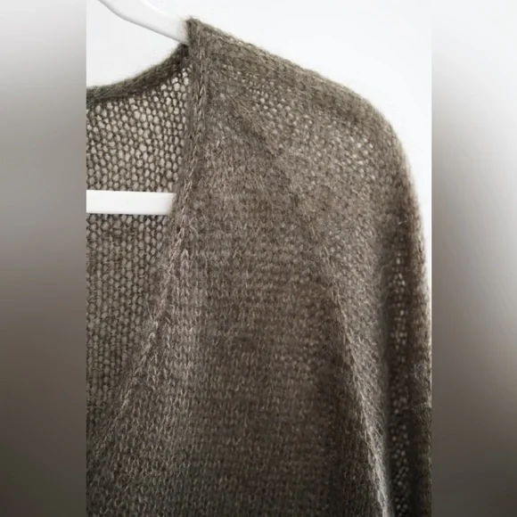 Handknitted Silk Mohair Cumulus Blouse in Olive - Picture 5 of 5
